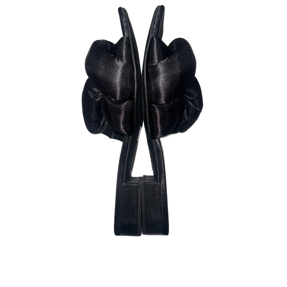 Sam & Libby Black Satin Ruffled Slide Mules Women's Size 10 - New - Picture 4 of 8